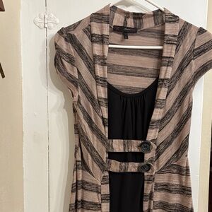 Striped Cardigan with Black Top